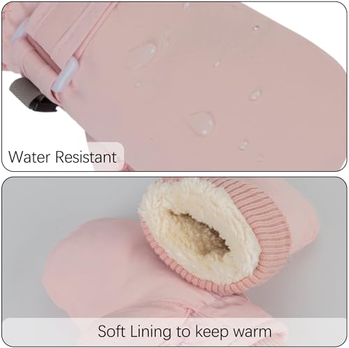 INOGIH Kids Toddler Snow Mittens Winter Cold Weather Fleece WarmWater-repellent Ski-Mittens for Baby Girls Boys3