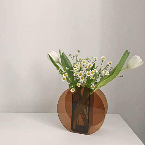 Modern Acrylic Clear Vase, Decorative Bottles, Wedding Gift, Mini Flower Vases, Floral Arrangements, Floral Container For Home Office Decor - 7" X 7" X 3" #TOP1