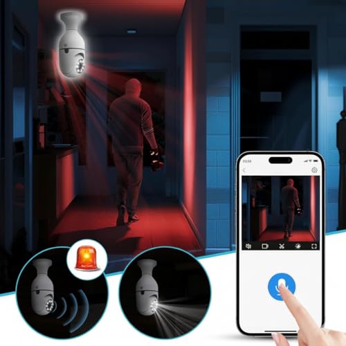 Image of Light Bulb Wireless IP WiFi 360 Camera | 1080p WiFi Panoramic Mini Lamp IR CCTV | Home Security Light Bulb Wireless Camera for Use in Home, Office & Shops