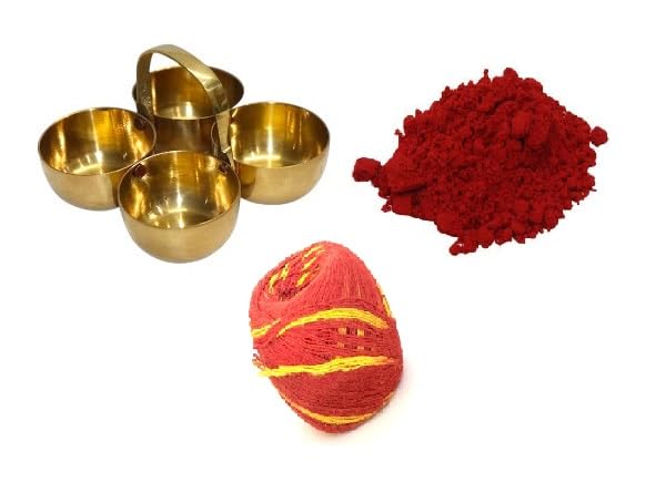Poudre de kumkum pour Tilak et son Récipient Noble pour Décoration du Temple