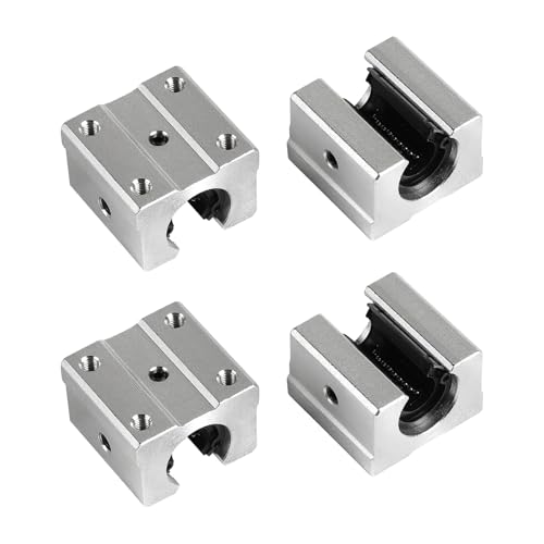SWAWIS 4 Stück Öffnen Linearkugellager Gleitblock, SBR12UU Aluminiumlegierung Linear Kugellager, 12mm Linearlager Stehlagers für Linearschiene Maschinen Elektronische Geräte CNC