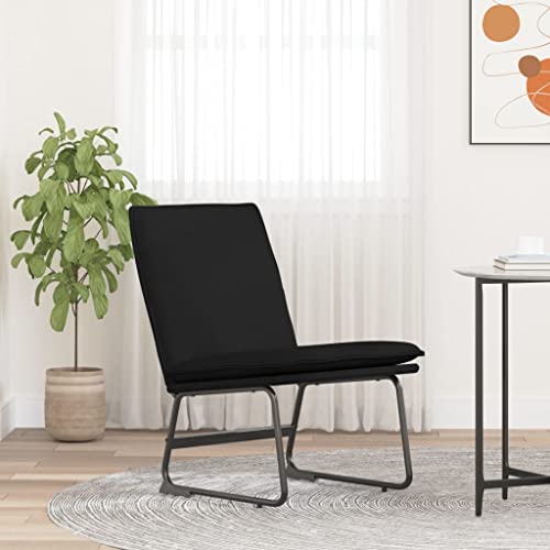 SooIarix Sillón de salón negro, 52 x 75 x 76 cm, silla tapizada de tela para salón, dormitorio, cómoda silla con orejeras con estructura de metal