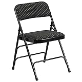 Flash Furniture HERCULES Series Curved Triple Braced & Double Hinged Black Patterned Fabric Metal Folding Chair