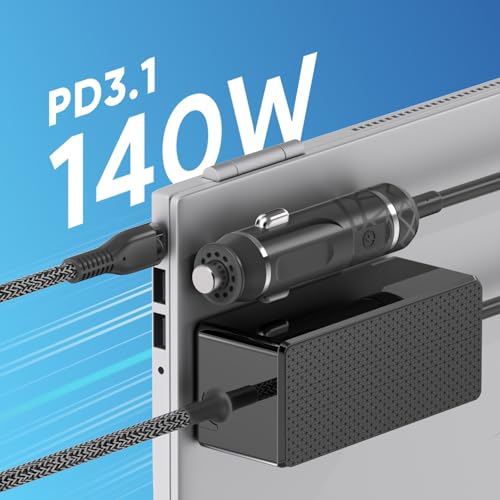 HKY PD140W 40W 12V-24V Fahrzeug KFZ PD 3.1 USB C 2,6m Netzteil Kompatibel mit 2024 MacBook Air Pro M3 A2992 A3114 A3113,Huawei Matebook X Pro, Delta ADP-140AB B, FSP-140 A1AR3, Asus ProArt P16 H7606