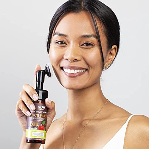 Wow Skin Science Apple Cider Vinegar Foam Exfoliating Face Wash & Brush - Facial Cleanser Acne Face Wash - Face Wash Oily Skin Gentle Face Cleanser - Natural Face Wash Sensitive Skin (5.07 Fl Oz) #TOP3