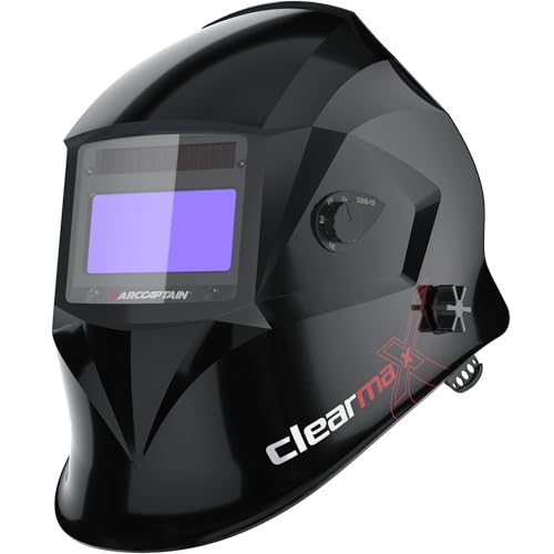 Image of ARCCAPTAIN Welding Helmet Auto Darkening, 1 /1 /1 /1 True Color Welding Hood, 4 Arc Sensor 1 /25000s Response Time Solar Powered Weld Hood Helmet, Glossy Black