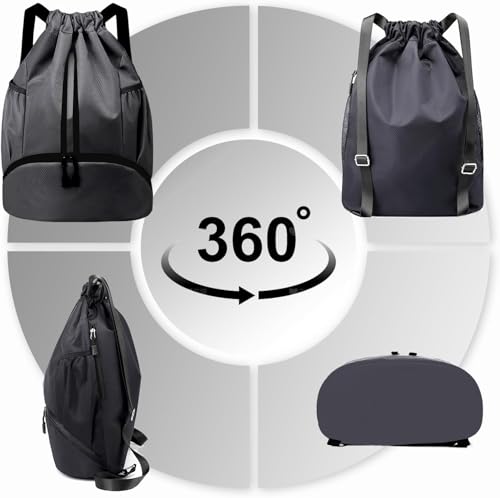 Image of Leosportz Sports Drawstring Bag Backpack for Men Women - Basketball Bag Gym Backpack Dedicated Shoe Compartment | Waterproof Large Space Gym Bag
