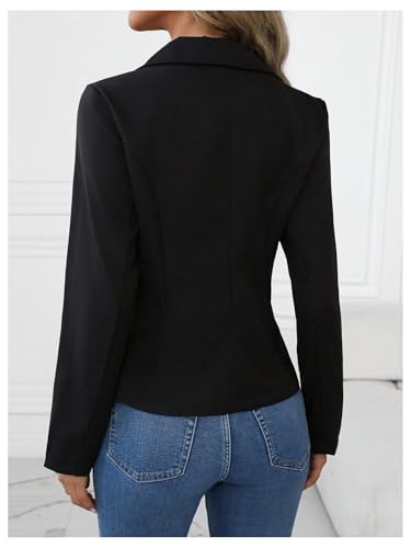 GORGLITTER Women's Single Breasted Fall Blazers Long Sleeve Lapel Neck Work Office Jackets2