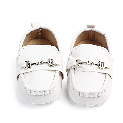Infant Baby Girls Boys Pu Leather Sneakers Soft Sole Toddler Newborn Loafers First Walkers Skate Shoe (115 We12) A/White #TOP4