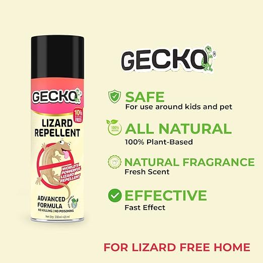 Image of Gecko India's First Aerosol Based Lizard Spray Herbal Lizard Repellent Spray | Completely Herbal | Eco-Friendly & Biodegradable | Irritant & Chemical-Free | Pack of 1 | 220ml Each(15 days Protection)