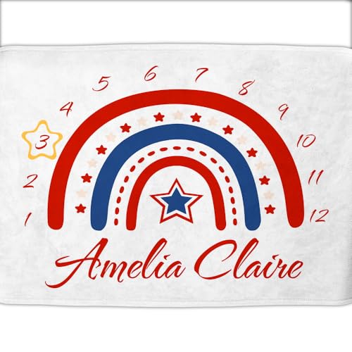 Image of OLIVE OLIVIA Personalized Monthly Baby Milestone Blanket, Baby Months Blanket, Perfect Custom Newborn Gifts,30 inchx40 inch