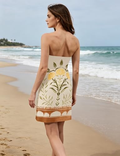 Image of TERIVEEK Women Strapless Linen Tube Mini Dress Summer Boho Beach Sundress