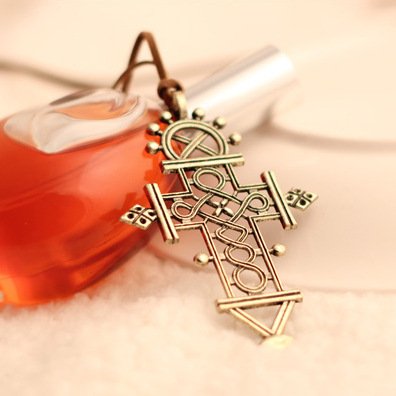 Collana Con Ciondolo Croce Argento, Stile Gotico Punk Vittoriano, Lunghezza 50cm, Fatta A Mano