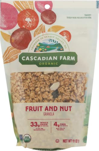 Image of Cascadian Farm Organic Granola, Fruit and Nut Cereal, Resealable Pouch, 11 oz (Pack of 5)