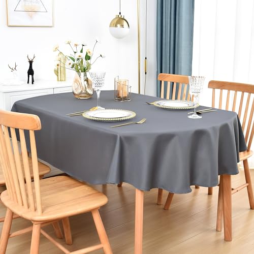 Nacuci Oval Tablecloth 60x84 Inch Polyester Fabric Table Cloth Solid Grey Heavy Duty Table Cover Washable for Dining Home Party by Nacuci - Image 2