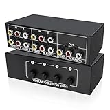 XMSJSIY AV RCA Switch 4 in 1 Out Composite Video L/R Stereo Audio Video Switcher Selector Box 4 Port Box for HDTV DVD STB PS2/3