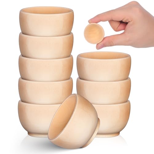 AKOOSY 12 Cuencos de Madera sin Terminar para Bricolaje, Mini Boles de Madera Natural 38x24 Mm, 12 Piezas para Manualidades, Decoración Infantil y Proyectos Artísticos