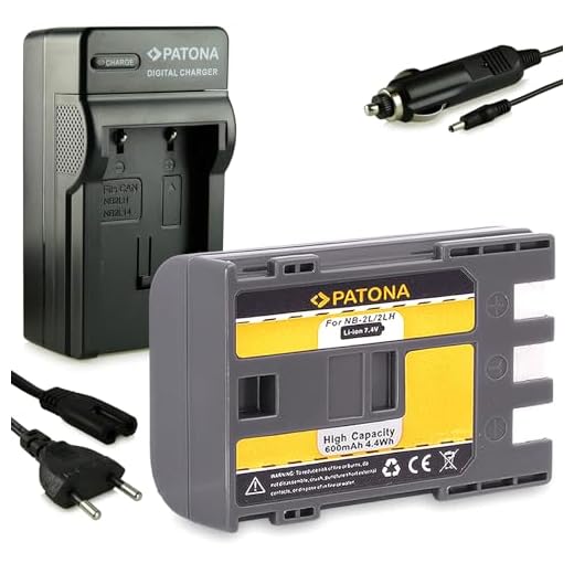 PATONA 3i-1 laddare + batteri NB-2L / BP-2L5 kompatibel med Canon PowerShot S30 S60 S80 G7 G9 EOS 350D 400D Legria HF R106
