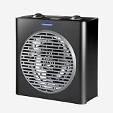 Black+Decker - Calefactor compacto 2000W potencia regulable, 3 modos, termostato electrónico regulable, sistema de seguridad anti-vuelco, negro mate y gris.
