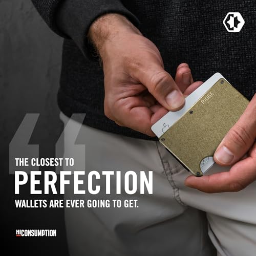 Image of Ridge Wallet for Men - Slim Minimalist Compact Wallet and Card Holder, RFID Protected Front Pocket Wallets for Men with Integrated Cash Strap (Brass)