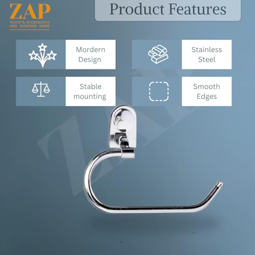 Image of ZAP Ultra Rust-Free Stainless Steel 304 Towel Ring - Wall-Mounted Round Open-End Towel & Napkin Holder for Bathroom and Kitchen