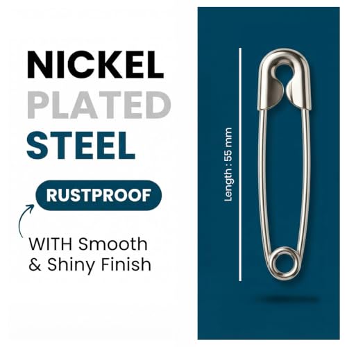 Image of Safety Pin | Stainless Steel Rust-Resistant Safety Pins for Saree, Dupatta, Sewing, Tailoring, Quilting, Craft, Baby Clothes & Daily Household Use (Silver, 04)