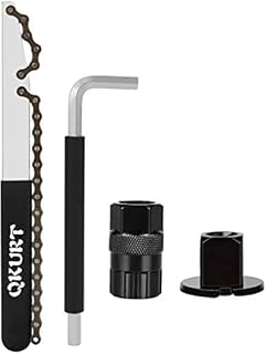 QKURT Bike Chain Tool Kits, Bicycle Cassette Removal Tool+Auxiliary Wrench+Cassette Lockring Tool with Pin+Sprocket Remover-Black
