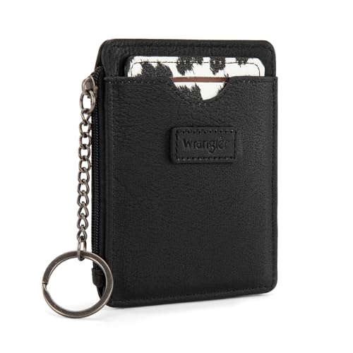 Image of Montana West X Wrangler Small Credit Card Holder for Women Ladies Female Silm Minimalist Wallet Rfid Zipper Pocket with Keychain and Detachable Card Holder
