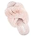 Women's Cross Band Soft Plush Fleece House/Outdoor Slippers (9-10 M US, Light Pink)