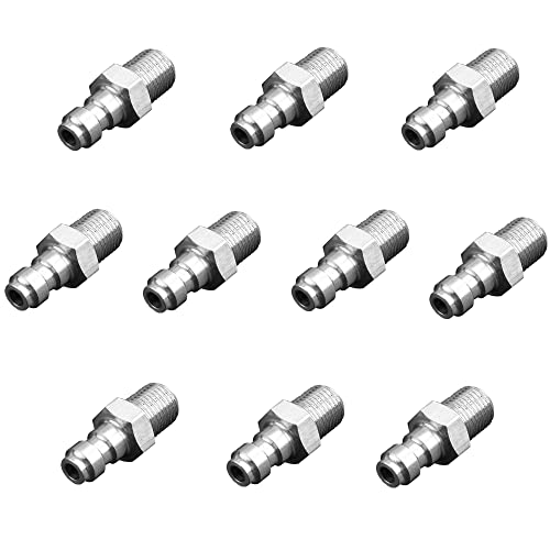 HPDAVV 10 Stück Universal 8 mm Schnelltrennstecker Adapter 1/8 Zoll NPT Außengewinde Paintball Armaturen Edelstahl Cover
