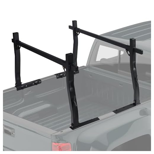 POLESTAR Steel Truck Ladder Rack, 1000lbs Loading Capacity Universal Truck Bed Rack, 45 to 66 inch Adjustable Non-Drilling Pickup Trailer Ladder Rack for Pickup Truck Kayak, C-Clamp Design