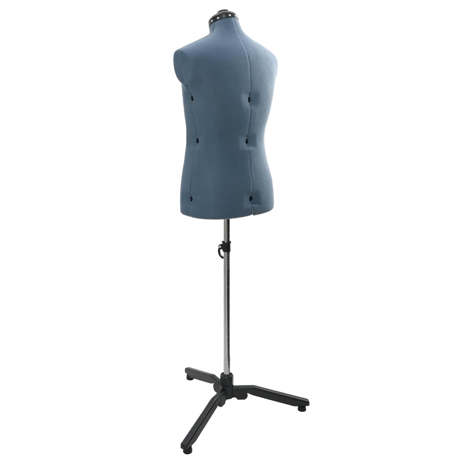 Regulowany manekin krawiecki dla mężczyzn, niebieski, 99-112 cm, z obrotowym statywem, obicie materiałowe, ergonomiczne wzornictwo, idealny do projektowania mody, krawiectwa na miarę
