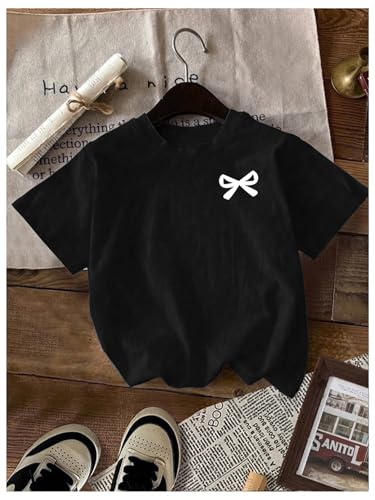 Image of RoseSeek Girl's Shirts 3 Packs Star Butterfly Graphic Tees Crew Neck Short Sleeve T Shirt Casual Tops