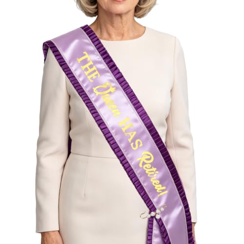 CORNER LACE Retirement Double Layered Sash with Rhinestone Ruffled Border