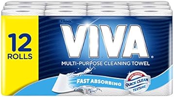 Viva Paper Towel, White (Pack of 12),12 Rolls (60 Sheets Per Roll)