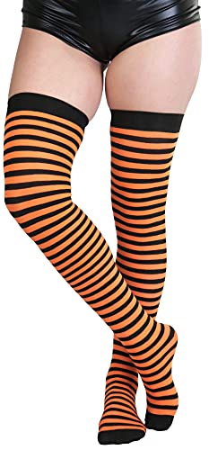 Image of ToBeInStyle Women's Opaque Hosiery Thin Striped Thigh High Long Stocking