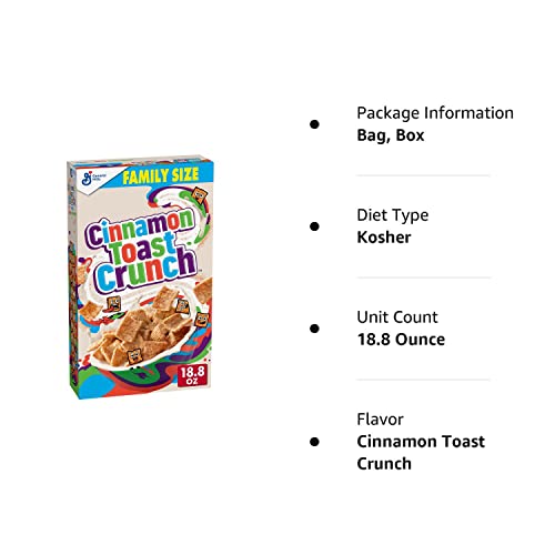 Original Cinnamon Toast Crunch Breakfast Cereal, Crispy Cinnamon Cereal, 18.8 Oz. Family Size Cereal Box #TOP6
