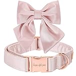 Unique style paws Silk Pink Color Dog Collar Adjustable Durable Dog Collar with Bow Wedding Bowtie Collar for X-Large Dogs