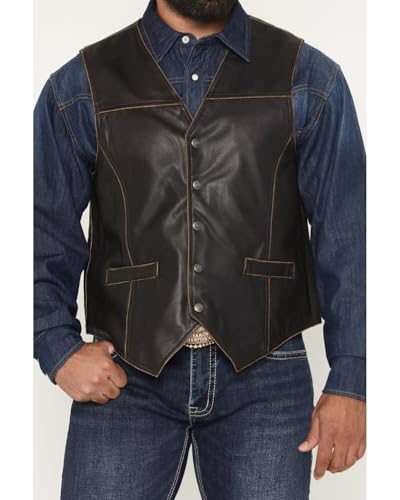 ORBITRAY Men’s Slim Fit Suit Vest Waistcoat with Pockets Wedding Prom Casual Tuxedo Cowboy Faux Leather Vest for Men2