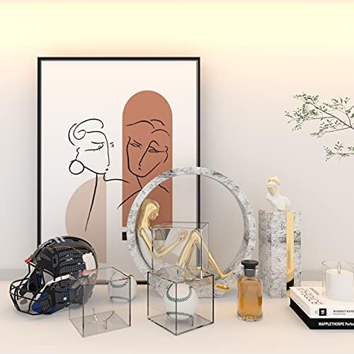 4 Pack Baseball Display Case, UV Protected Acrylic Square Baseball Holder, Clear Cube Autograph Memorabilia Ball Display Cases, Official Size Baseball Display Box for Boy
