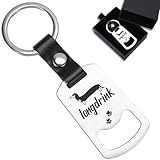 Dackel Schlüsselanhänger mit Flaschenöffner – Longdrink Geschenk für Dackel-Liebhaber, Edelstahl & Leder, lustiges Hundegeschenk für Männer/Frauen, Geburtstagsgeschenk