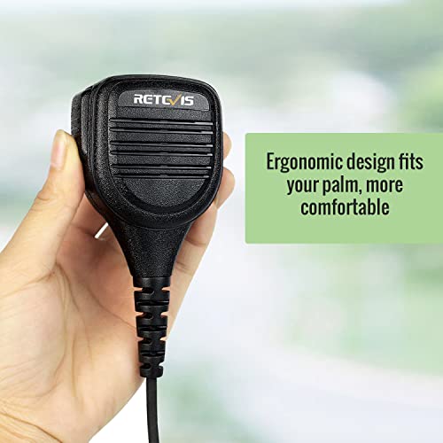 Retevis Funkgerät Lautsprecher Mikrofon Kompatibel mit Walkie Talkies RT85 RT86 RA685 RT5R RT21 RT7 Baofeng UV-5R/UV-5RE/UV-5R Plus Funkgerät Handmikrofon für Jagd und Schießen(1 Stück)
