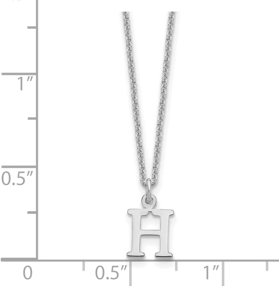 Diamond2Deal 10k White Gold Cutout Letter H Initial Necklace 18''