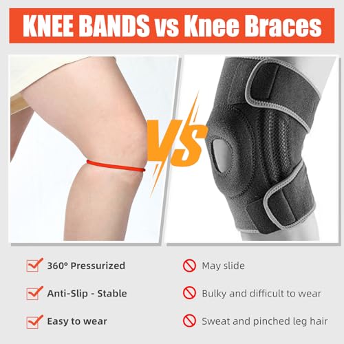 Image of Foilswirl Silicone Patella Knee Band for Basketball Patella Tendon Support Knee Pain Running Tendon Brace Support Strap(2,Orange,M)