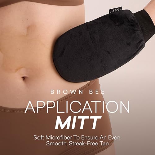 Image of Brown Bee Self Tanning Application Mitt - Reusable Microfiber Mitt for Streak-Free Self Tanner, Even Bronze & Clean Hands
