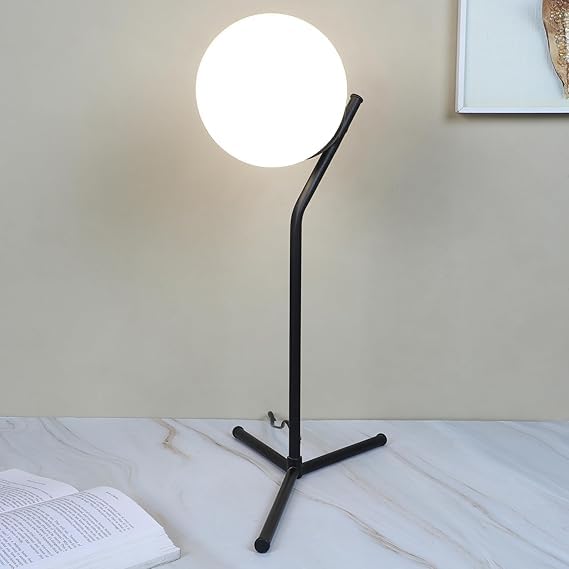 Image of tu casa Black Metal Base Bedside Table Moon Lamp with Glass for Home Decoration Bedroom Living Room Lounge Office Festival Decor & Gifting Study Table H - 19 inch / No Blub