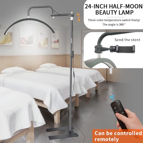 Miniatura 8 de Andoer Lámpara De Escritorio De Media Luna, Led 3200k-5600k Regulable Con Soporte De Luz, Soporte Para Teléfono Y Control Remoto Para Salón De Belleza, Maquillaje Y Fotografía