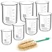 Glass Beakers, YGDZ Graduated Measuring Low Form Thick Glass Beaker Set 25ml 50ml 100ml 150ml 200ml 250ml 300ml with 1pcs Cleaning Brush