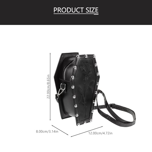 LUOZZY Gothic Crossbody Bag for Men Women Black Coffin Shaped Shoulder Bag Handbag Leather Purse2
