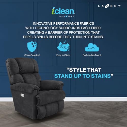 Image of LA Z BOY American Import Pinnacle Single Seater Auto Motorized I-Clean Fabric Reclina Way Recliner Sofa | Premium Durable Iconic Comfort Home Design | Living Room Relax Seating Chair | I Aviator Smoke